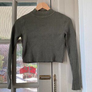 OZMA Mock Neck Knit in Green Tangius Cotton (XS) - Excellent Condition